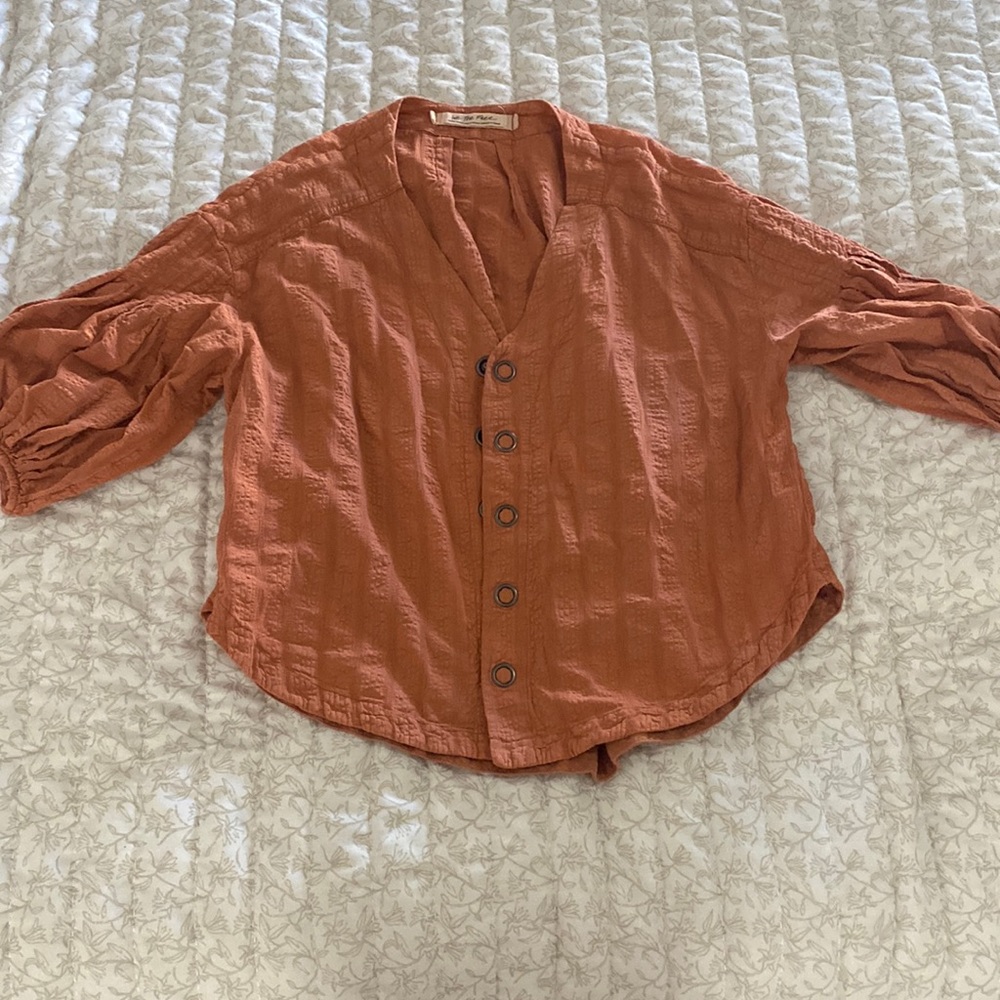 We The Free (Free People) Flowy Orange Button Up